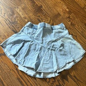 Aerie Find Happy Everywhere Light Blue Denim Skater Circle Skirt Mini S